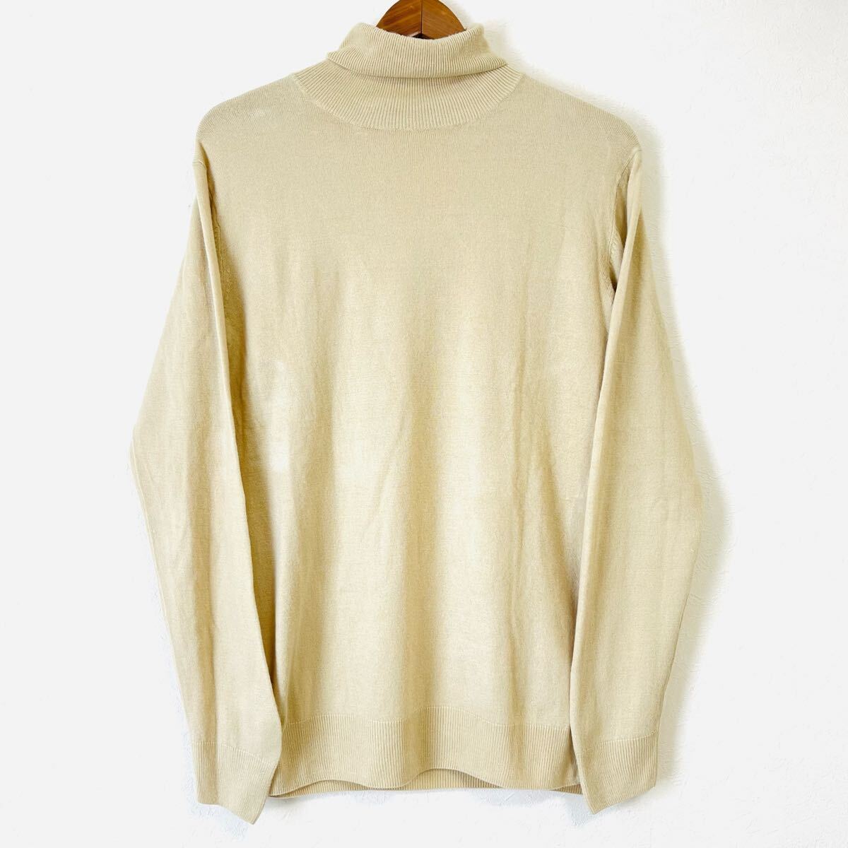肌触り柔らか◎【COMME CA ISM】コムサイズム タートルネック セーター ニット トップス 上品 カジュアル 重ね着 ベージュ 系 L/Y28568mm拍卖