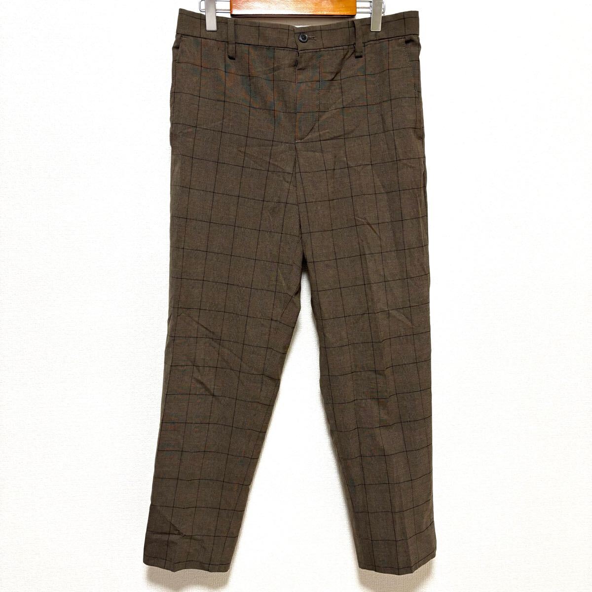 穿き心地快適◎動きやすい◎【GLOBAL WORK】グローバルワーク カジュアル パンツ テーパード チェック ゴルフ ブラウン M / Y28690zz拍卖