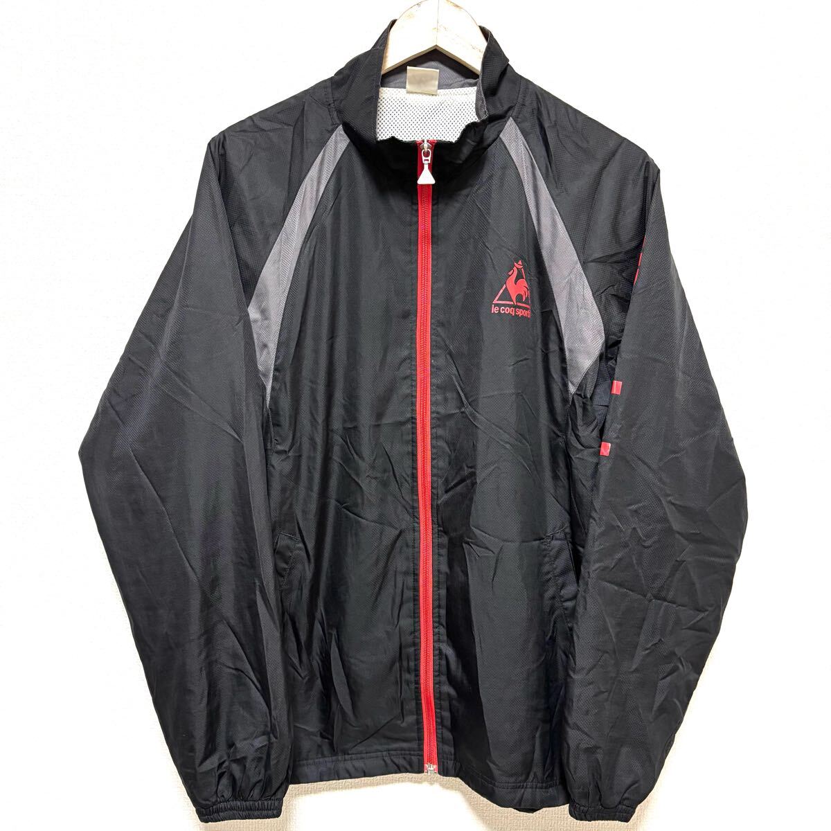 【le coq sportif】ルコック ウインドブレーカー ジップアップ ジャケット アウター スポーツ トレーニング ブラック レッド L / Y28691zz拍卖