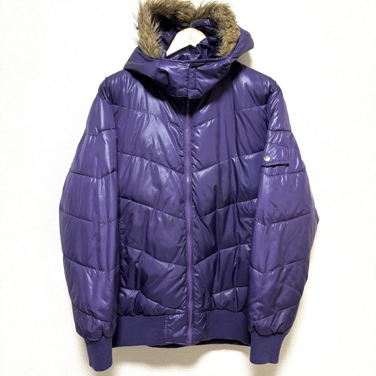 【A.D.ONE】エーディーワン 中わた キルティング ジャケット ファー フード 防寒 撥水 カジュアル アウトドア パープル L / Y29180zz拍卖