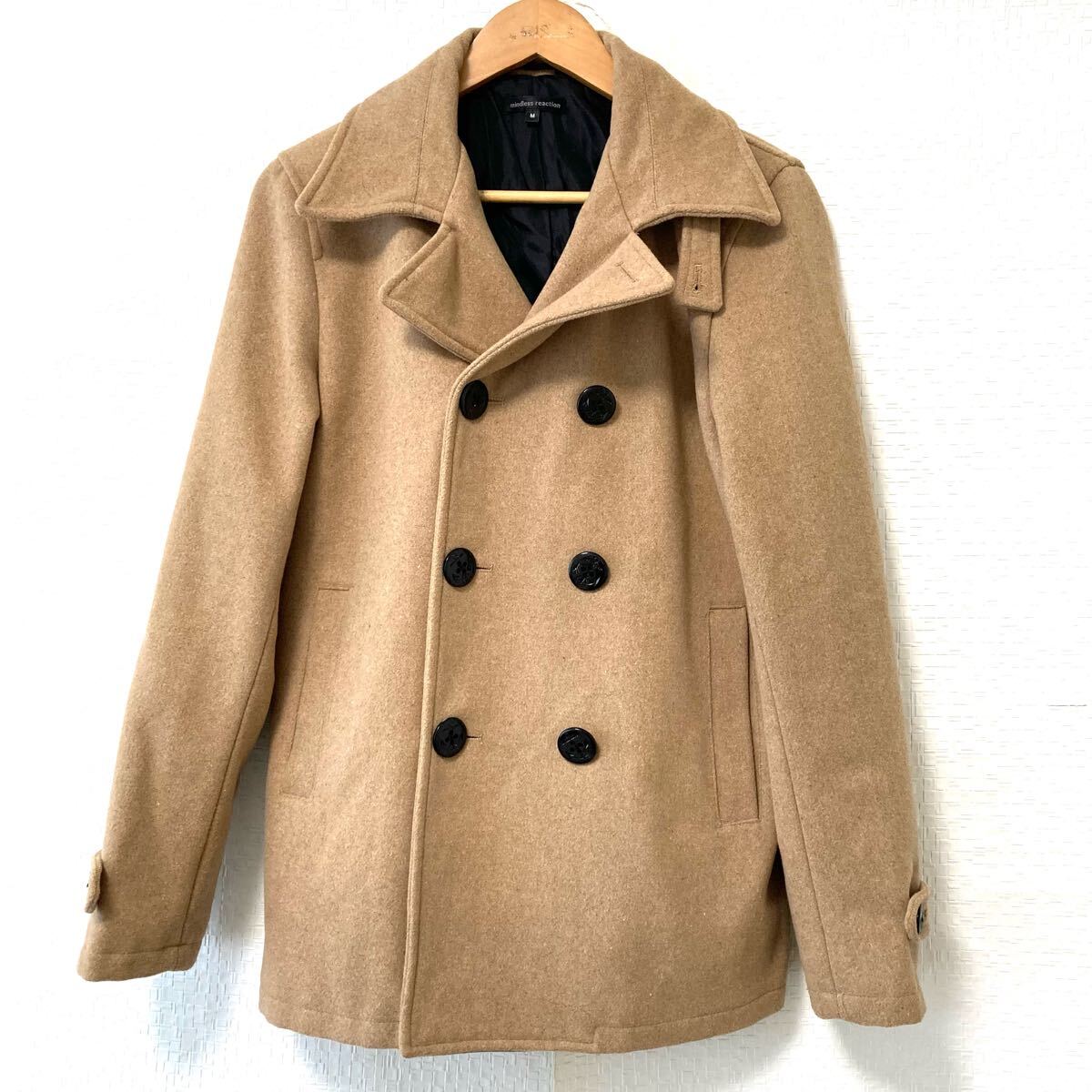 秋冬の人気アイテム!【mindless reaction】マインドレスリアクション ウール Pコート ピーコート アウター 通勤 通学 ブラウン M/Y29286UU拍卖