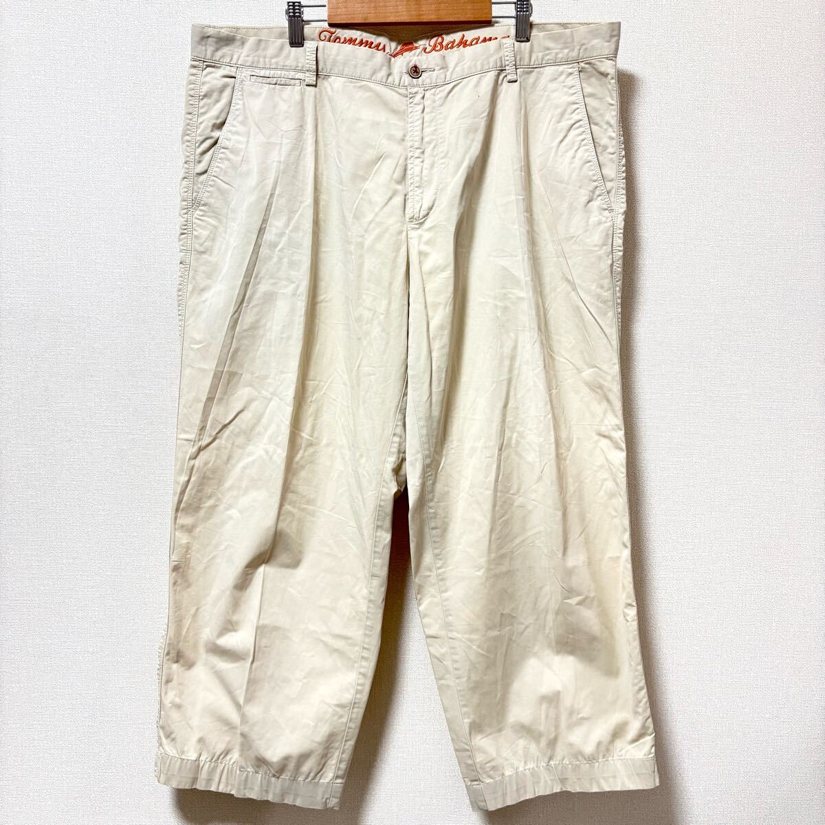 大きめ◎ワイド◎【Tommy Bahama】トミーバハマ チノパン ベージュ ストレッチ カーブ パンツ テーパード ゴルフ 古着 40×30/Y29509SS拍卖