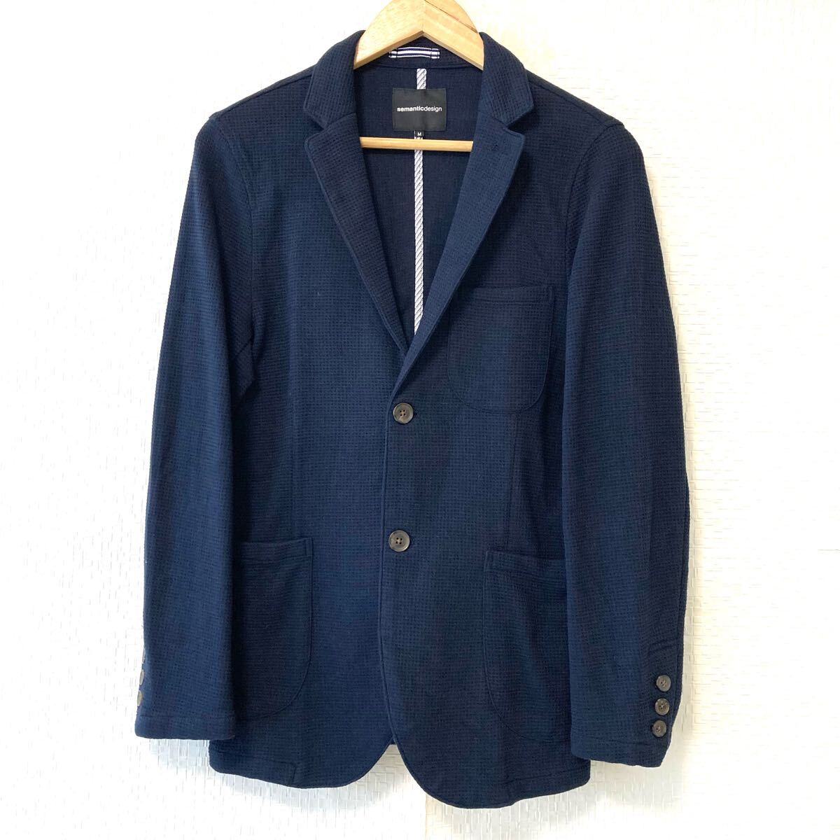 状態良好◎【semantic design】セマンティックデザイン テーラードジャケット ブレザー 2B フォーマル 通勤 ネイビー メンズ M/Y29801UU拍卖