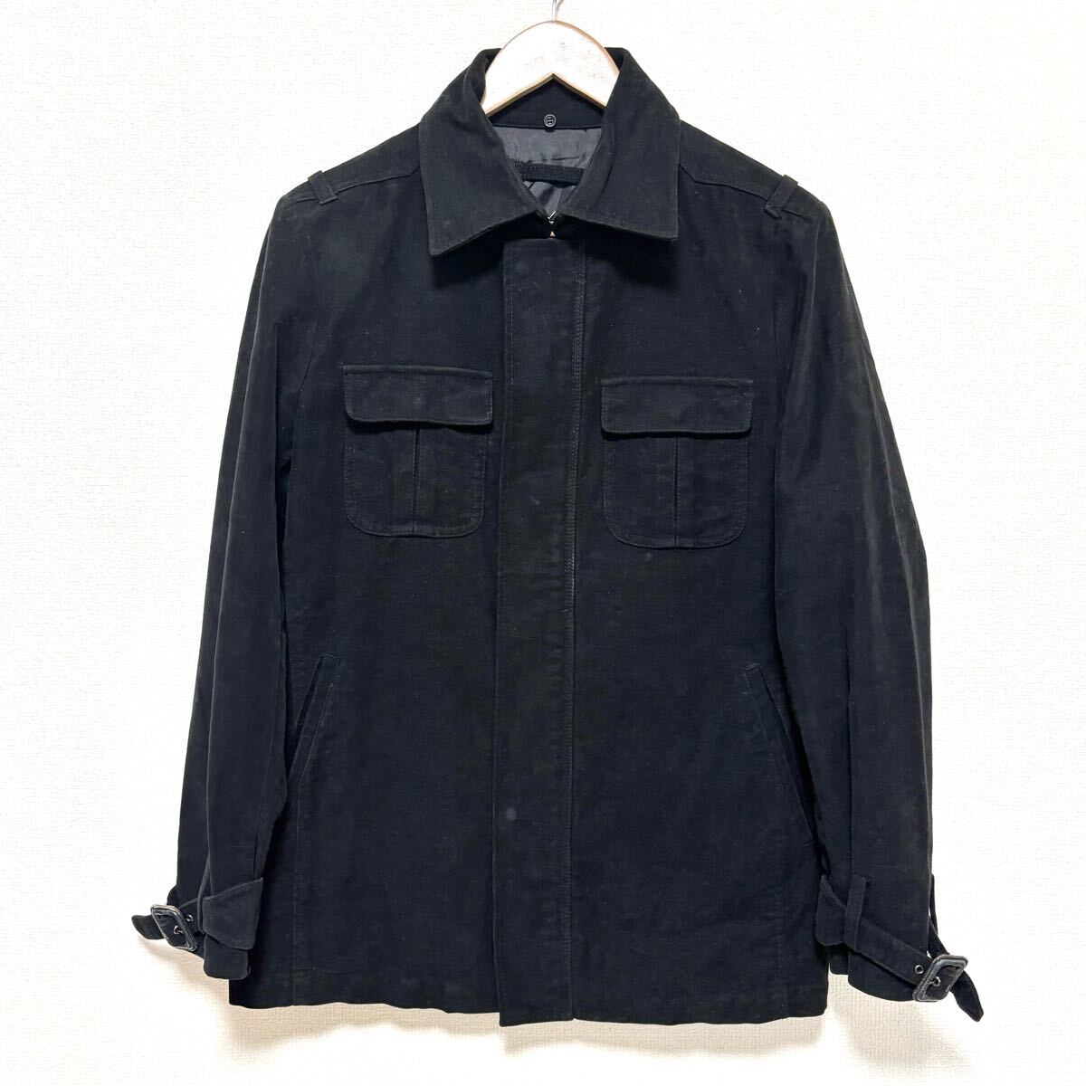 季節の変わり目に手放せないアウター◎【TAKEO KIKUCHI】タケオキクチ ジャケット ミリタリー スエード調 綿100% ブラック 2 / Y29720zz拍卖
