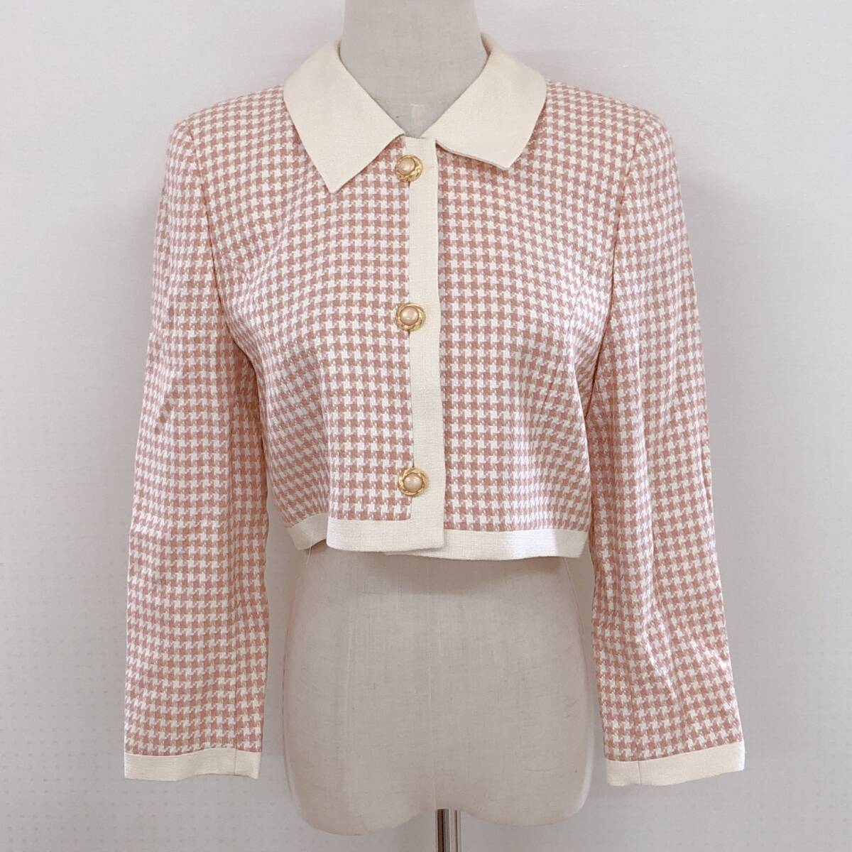 Y1772 Plidoul レディース トップス ジャケット 長袖 薄手 肩パッド 千鳥格子 毛素材 絹 シンプル フェミニン 上品 おしゃれ 春秋 拍卖