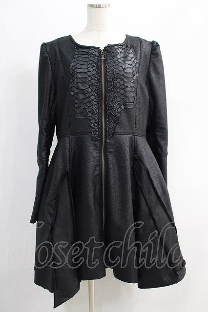 h.NAOTO / 鱗ZIPコートワンピース 黒 H-25-04-07-006-HN-CO-KB-ZT250拍卖