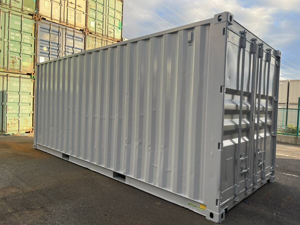 【愛知発】 中古 海上コンテナ 20フィート 仮設 .倉庫 物置 バイクガレージ 車庫 20F 海コン プレハブ コンテナ .収納 ライトグレー拍卖