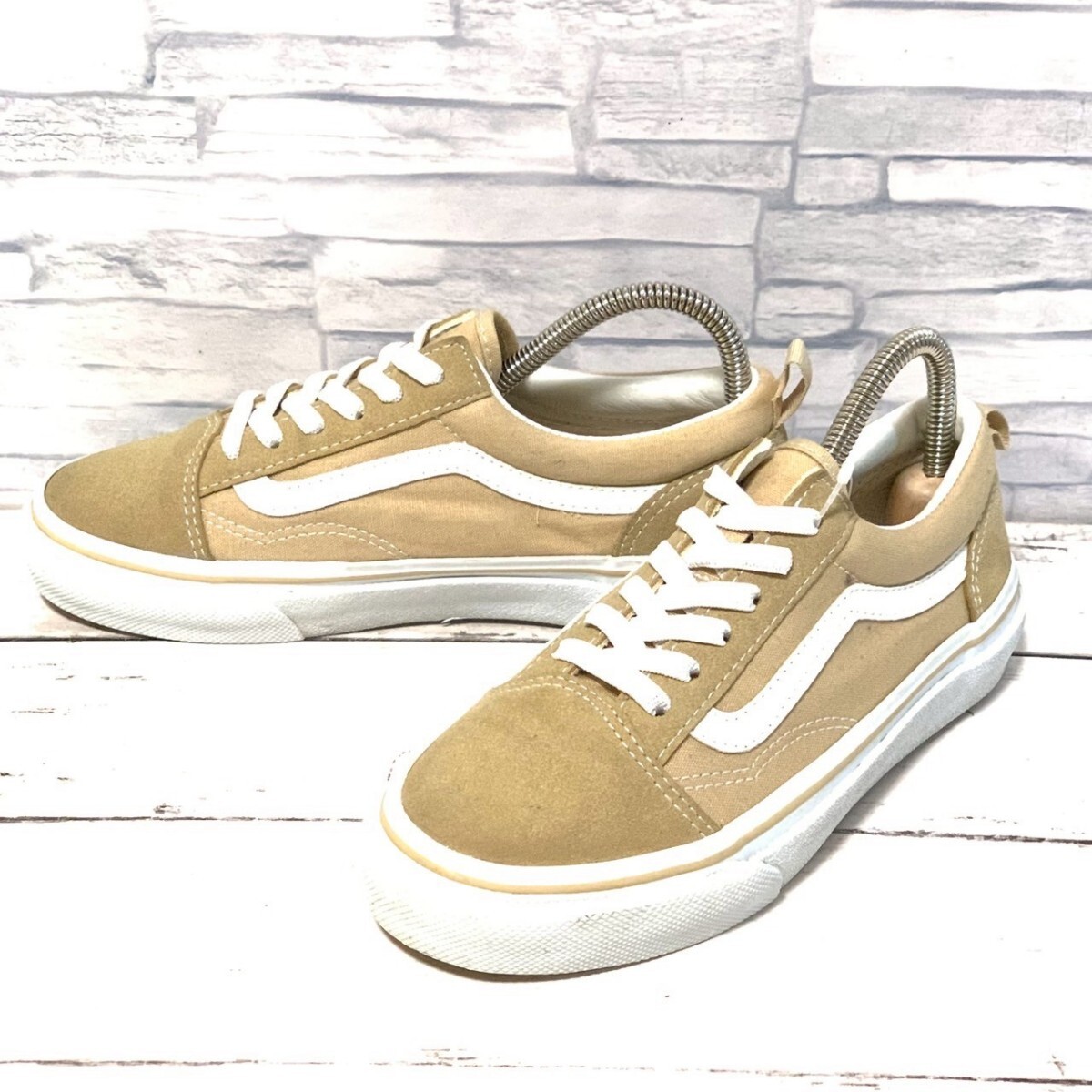 R8379bL VANS バンズ OLD SKOOL オールドスクール キッズ 子供靴 22cm ローカットスニーカー キャンバス ベージュ V36CK ヴァンズ拍卖