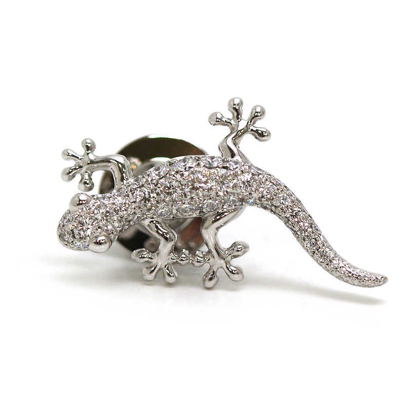 MIKIMOTO ミキモト ヤモリ ピンブローチ ダイヤモンド 0.35ct K18WG 18金 ホワイトゴールド GB-231U 爬虫類 30305拍卖