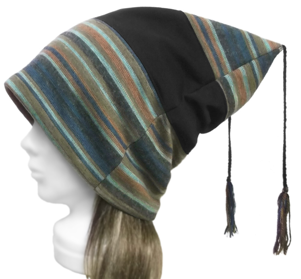 ◇送料無料◇ ハンドメイド◆X JAPAN◆hide風 ジャガード織ボーダーニットキャップ ◇ゆったりサイズ・小顔効果・長いシーズン着用◇拍卖