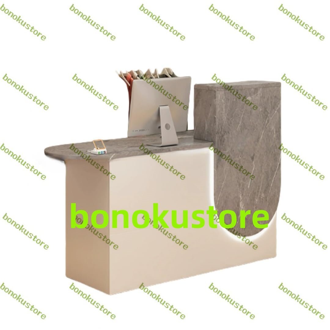 ジカウンター 受付カウンター レ木製のレジカウンターオフィスデスク コンピューターテーブル レジテーブル グレー+右の高さ100*45*100拍卖