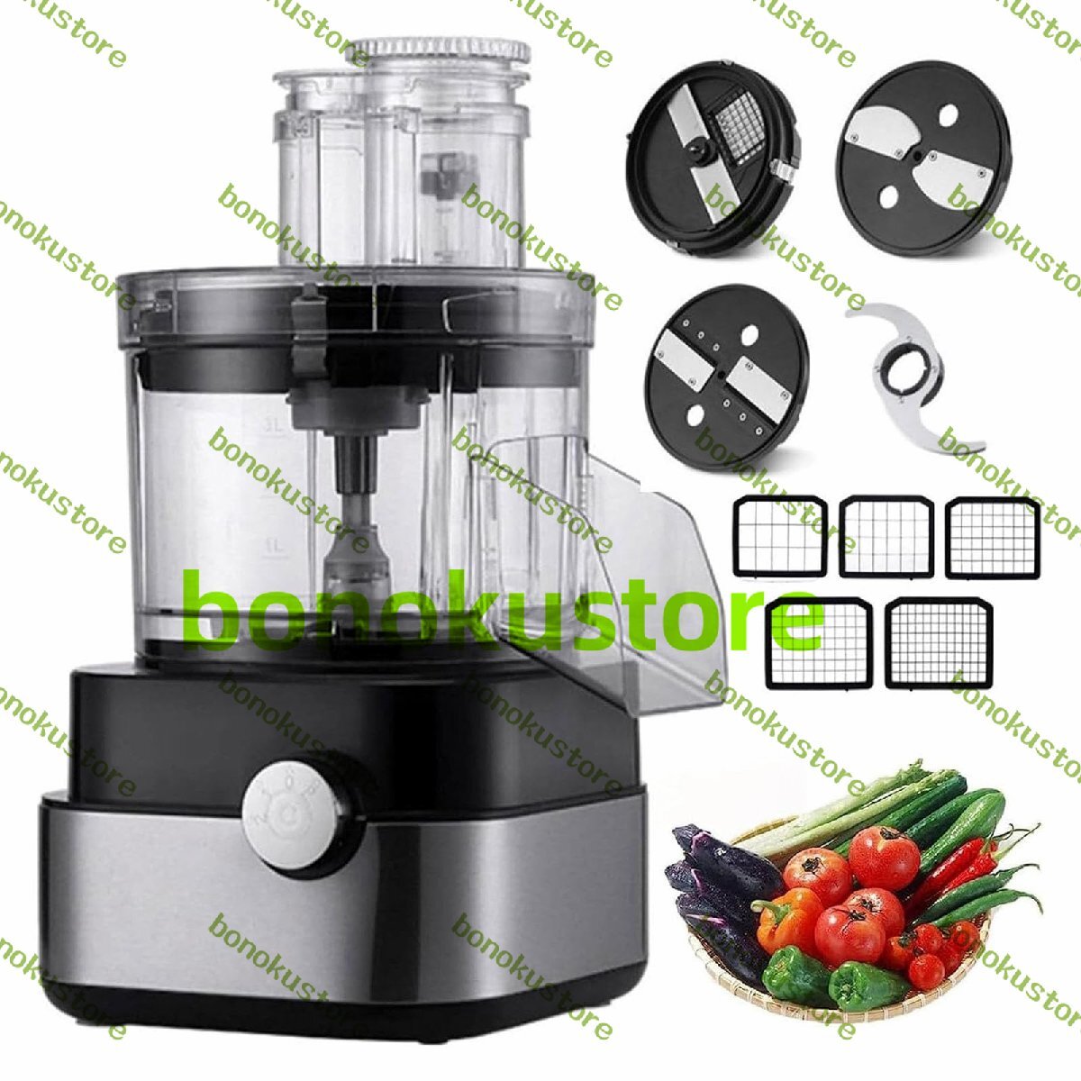 電動野菜ダイサー 業務用 家庭用 自動ダイサー 600W 野菜チョッパー 多機能 5in1 電気食品ダイサー 大口径飼料入口 刃付き 玉ねぎ 110V拍卖