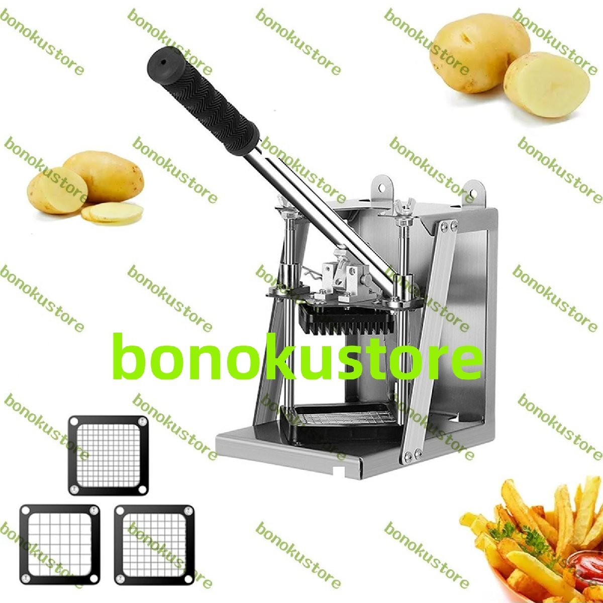 壁掛け式手動フライドポテトカッター 7mm/10mm/14mmの業務用ステンレス製ポテトスライサー ジャガイモ キュウリ ニンジン タマネギ拍卖