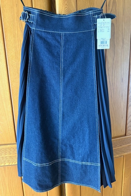 未使用:grove デニム サイドプリーツスカートおしゃれSサイズ拍卖