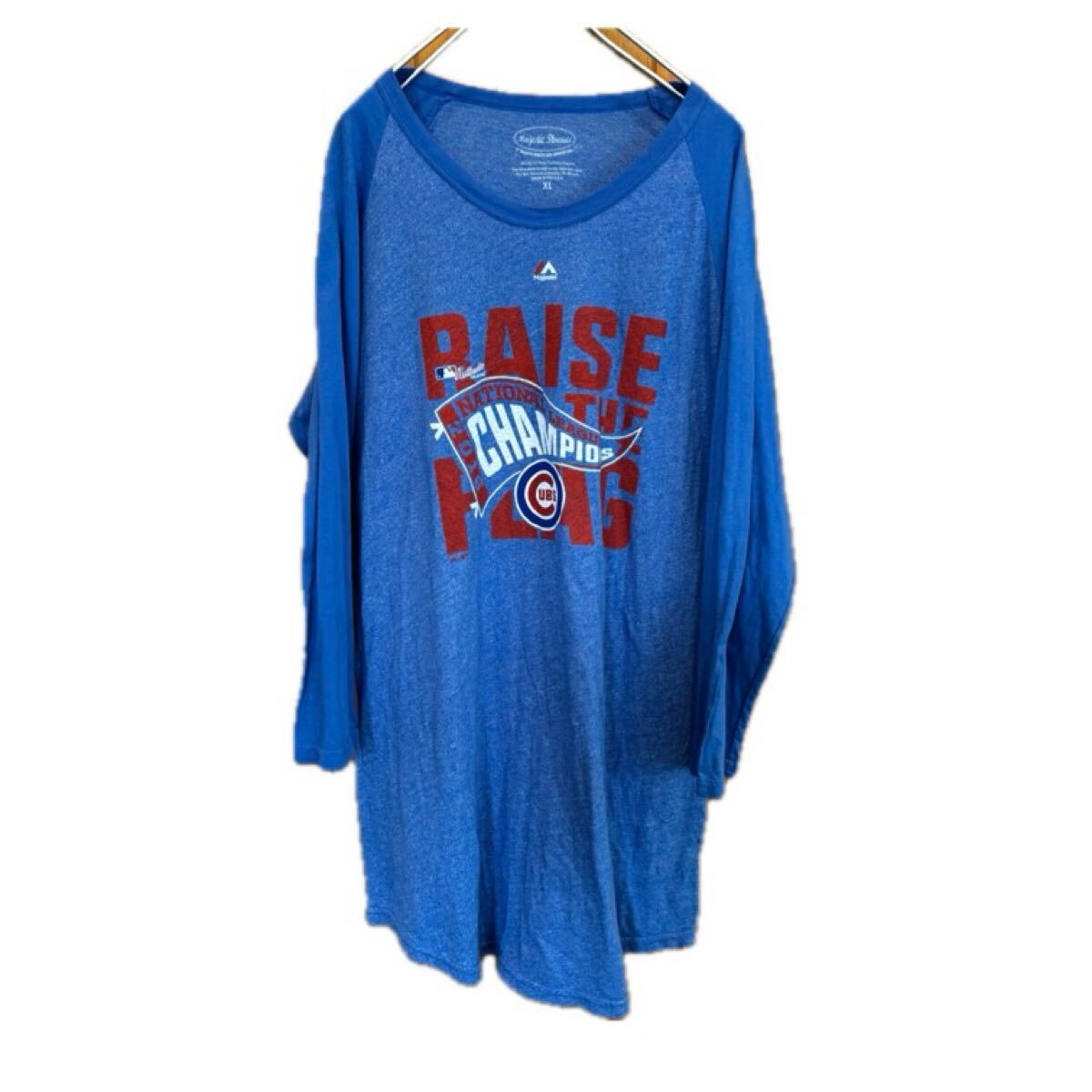 MLB majestic マジェスティック CHICAGO CUBS シカゴカブス 古着 ラグランTシャツ 七分丈 2016 ナショナルリーグ チャンピオン記念 USA製拍卖