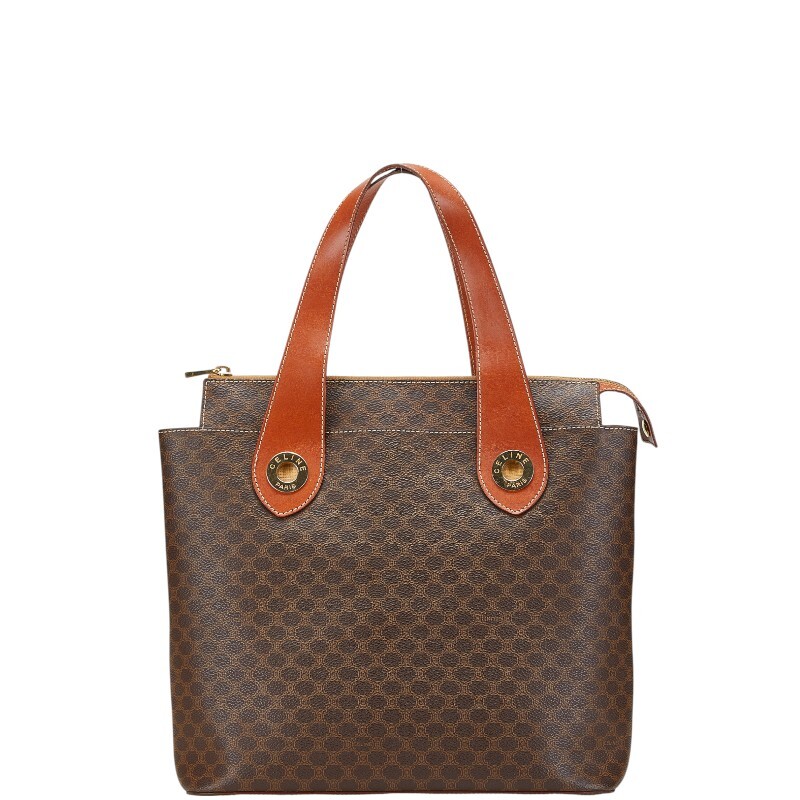 セリーヌ マカダム ハンドバッグ トートバッグ ブラウン PVC レザー レディース CELINE 【中古】拍卖