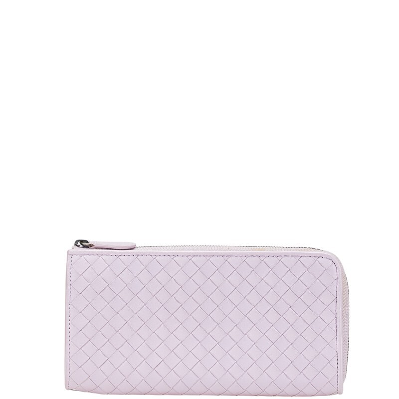 ボッテガヴェネタ イントレチャート 長財布 L字ファスナー パープル レザー レディース BOTTEGAVENETA 【中古】拍卖