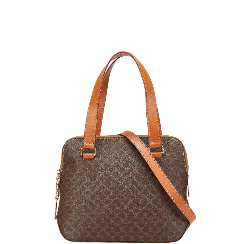 セリーヌ マカダム ハンドバッグ ショルダーバッグ 2WAY ブラウン PVC レザー レディース CELINE 【中古】拍卖
