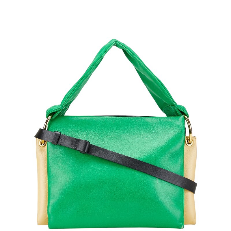 マルニ ハンドバッグ ショルダーバッグ グリーン ブラック イエロー レザー レディース MARNI 【中古】拍卖