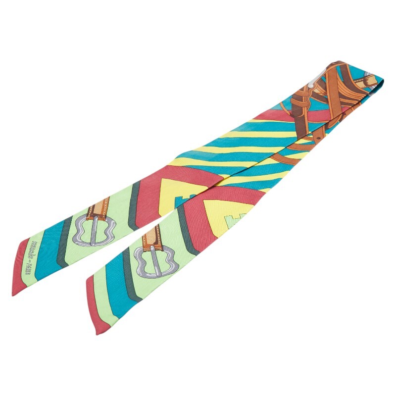 エルメス ツイリー コーチング COACHING スカーフ グリーン マルチカラー シルク レディース HERMES 【中古】拍卖