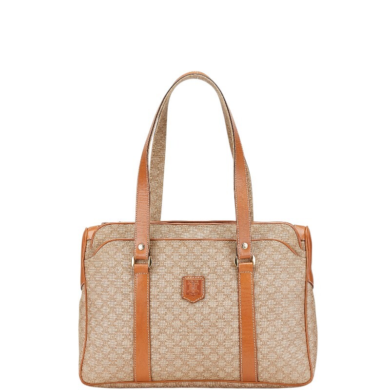 セリーヌ マカダム ハンドバッグ トートバッグ ベージュ ブラウン PVC レザー レディース CELINE 【中古】拍卖