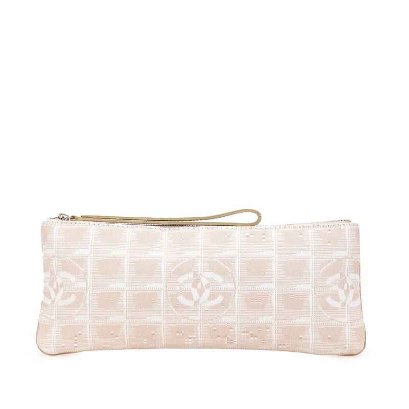 シャネル ニュートラベルライン ココマーク ポーチ ベージュ ホワイト キャンバス レディース CHANEL 【中古】拍卖