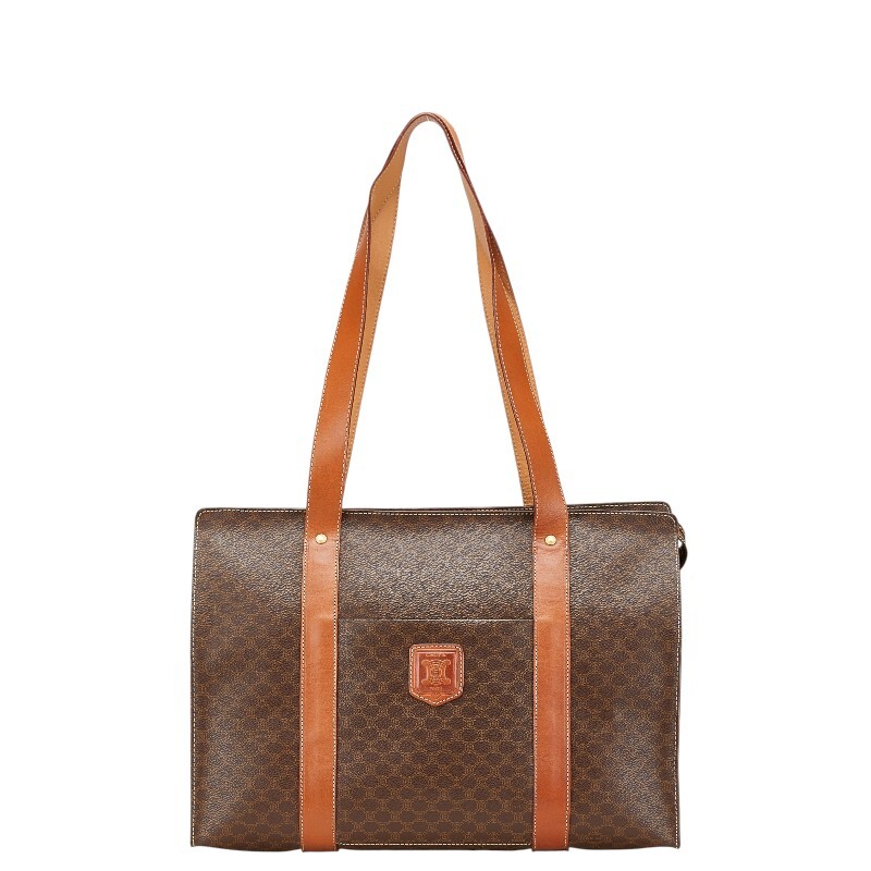 セリーヌ マカダム トートバッグ ブラウン PVC レザー レディース CELINE 【中古】拍卖