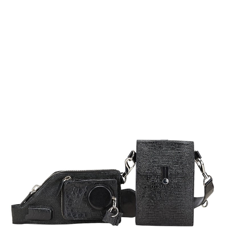 アレキサンダーワン 型押し ボディバッグ クロスボディバッグ ブラック レザー レディース Alexander Wang 【中古】拍卖