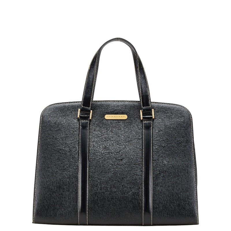 バーバリー ノバチェック シャドーホース ハンドバッグ ブラック レザー レディース BURBERRY 【中古】拍卖