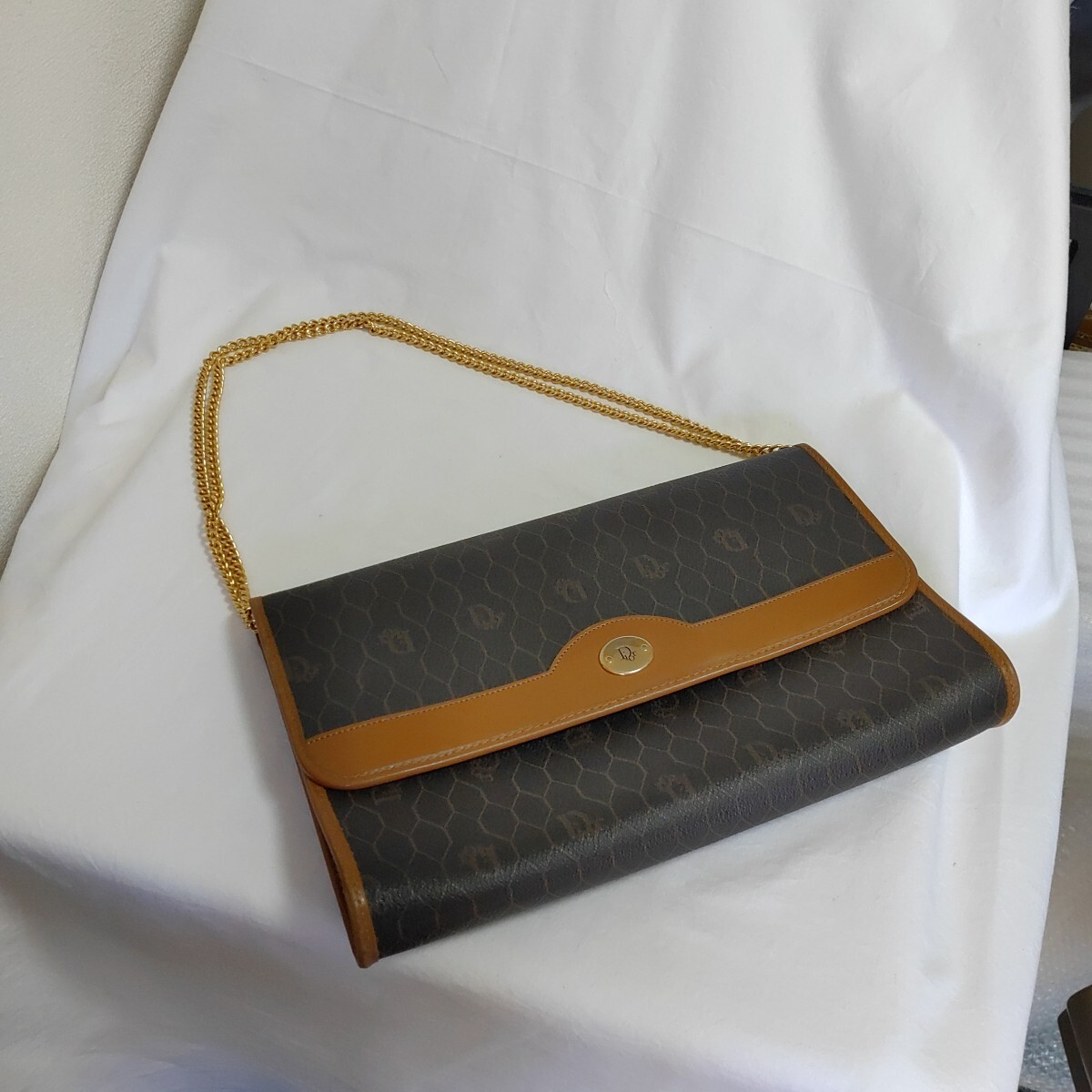 Christian Dior ディオール ハニカム ショルダーバッグ 金 ゴールド 茶 ブラウン チェーン 0416-F2-TA8拍卖