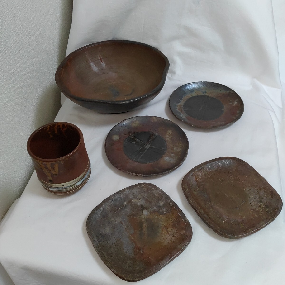 丹波焼? 湯呑 お皿 まとめて 茶道 japan 日本 和風 和食 和食器 肉料理 料亭 0424-G2-TA4拍卖