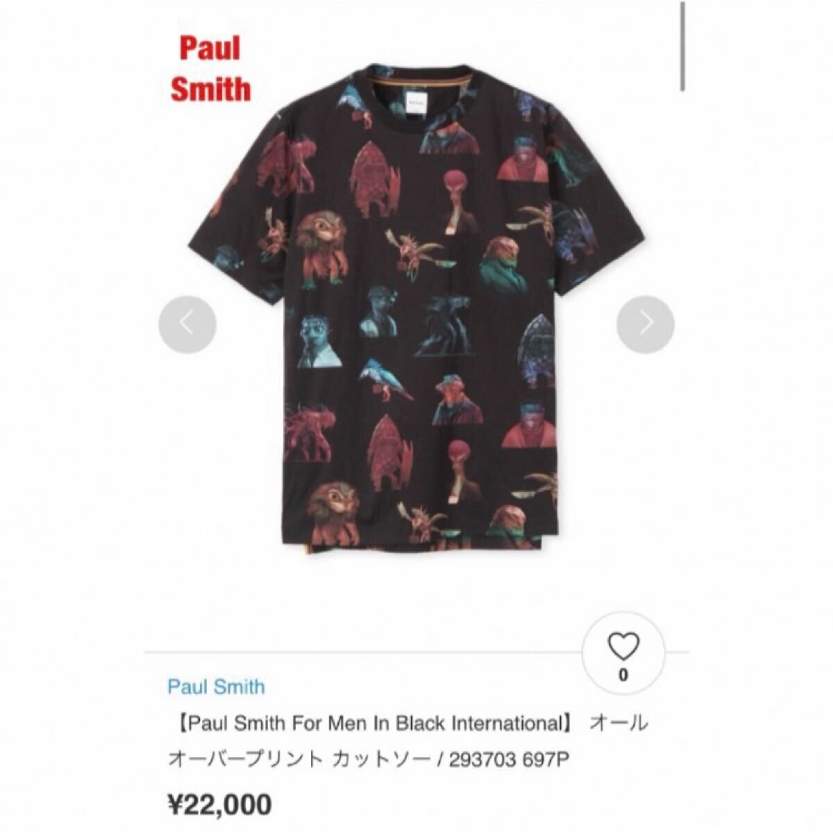 【人気】Paul Smith ポールスミス 総柄Tシャツ エイリアン クルーネック ユニセックス 個性的 定価22,000円 293703 697P拍卖