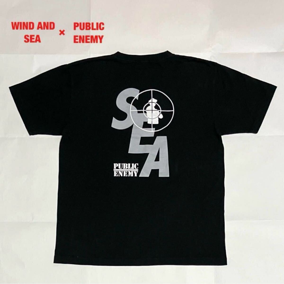 【希少】WIND AND SEA×PUBLIC ENEMY コラボTシャツ 刺繍ロゴ 両面デザイン ウィンダンシー パブリックエネミー WDS-PEFTP-10拍卖
