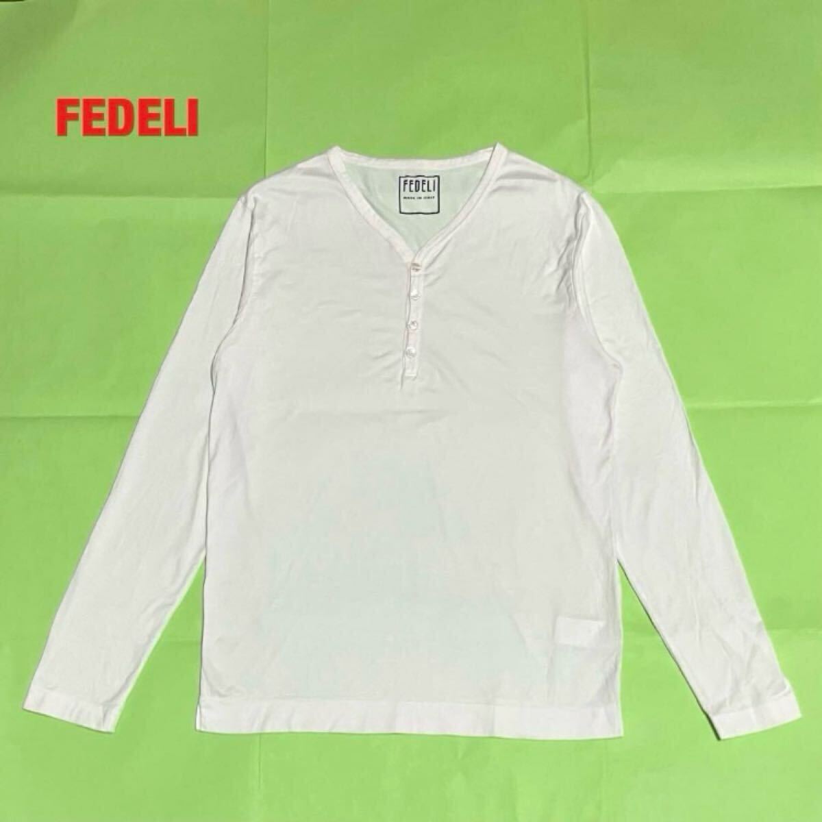 【人気】FEDELI フェデーリ ロンT 長袖カットソー ヘンリーネック ボタン メンズ レディース ユニセックス イタリア製拍卖