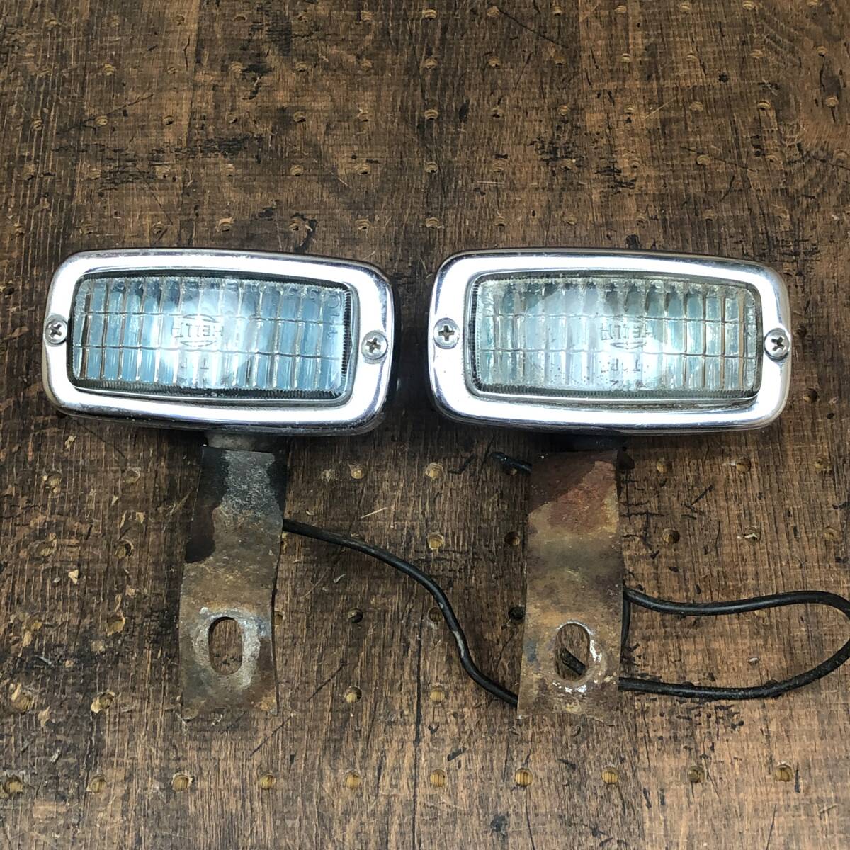 60s 70s◆HELLA スクエア ヘッドライト 2個 ビンテージ 当時物 チョッパー ナックル パン ショベル アイアン スポーツスター ハーレー拍卖