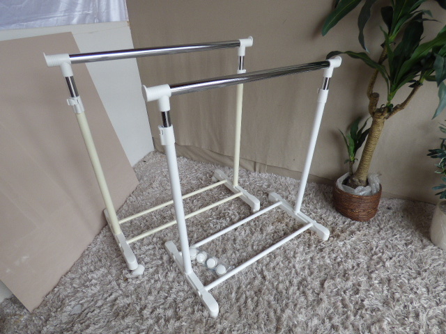 ま571【2点セット】ハンガーラック ホワイト キャスター付き 衣類収納 掛け収納 ディスプレイ 高さ調節可能 拍卖