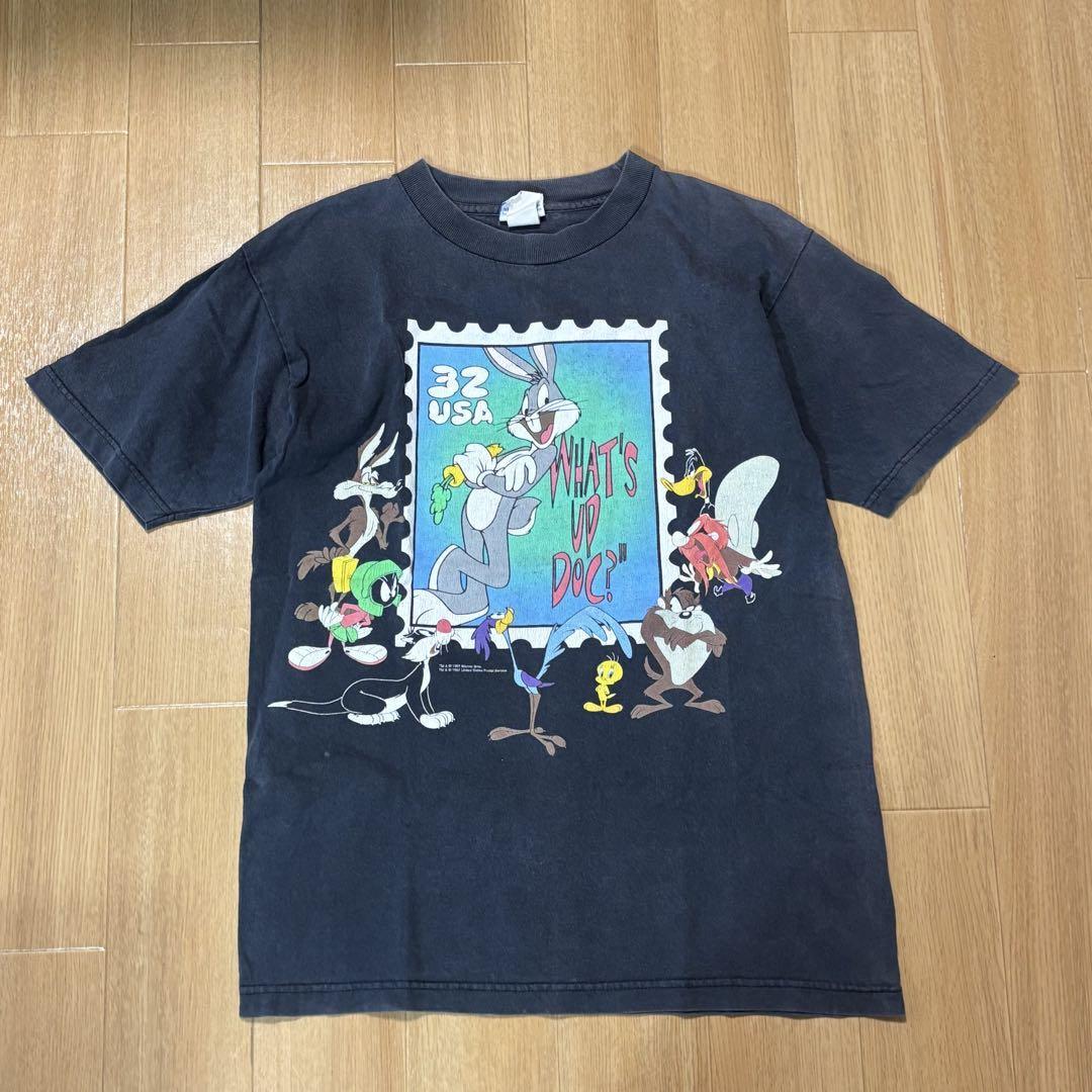 90's☆Looney Tunes ルーニー・テューンズ キャラクター大判プリントTシャツ サイズS/M 97年製 ワーナー アメコミ ユニセックス US古着拍卖