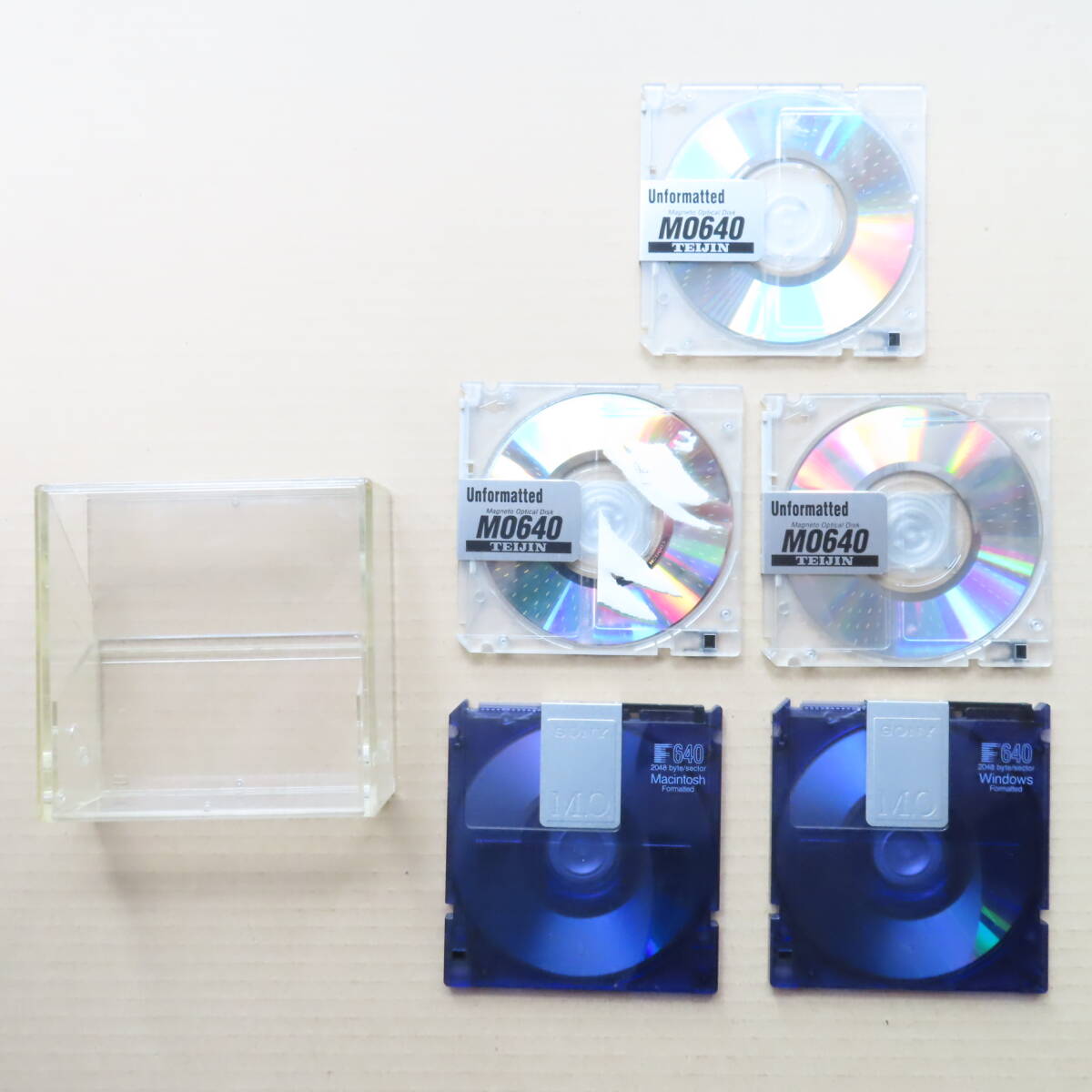 ソニー 帝人 テイジン MOディスク 640MB 5枚セット フォーマット済 ケース付き拍卖