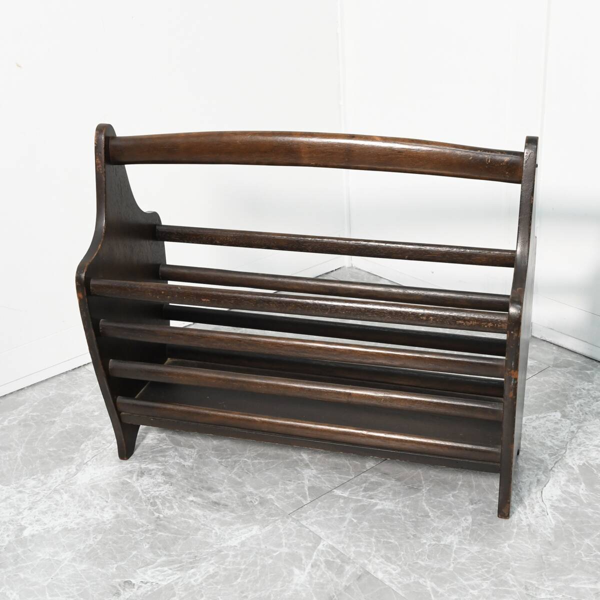 マルニ木工マガジンラック レトロ ビンテージ アンティーク インテリア 家具 小物入れ 収納② 拍卖