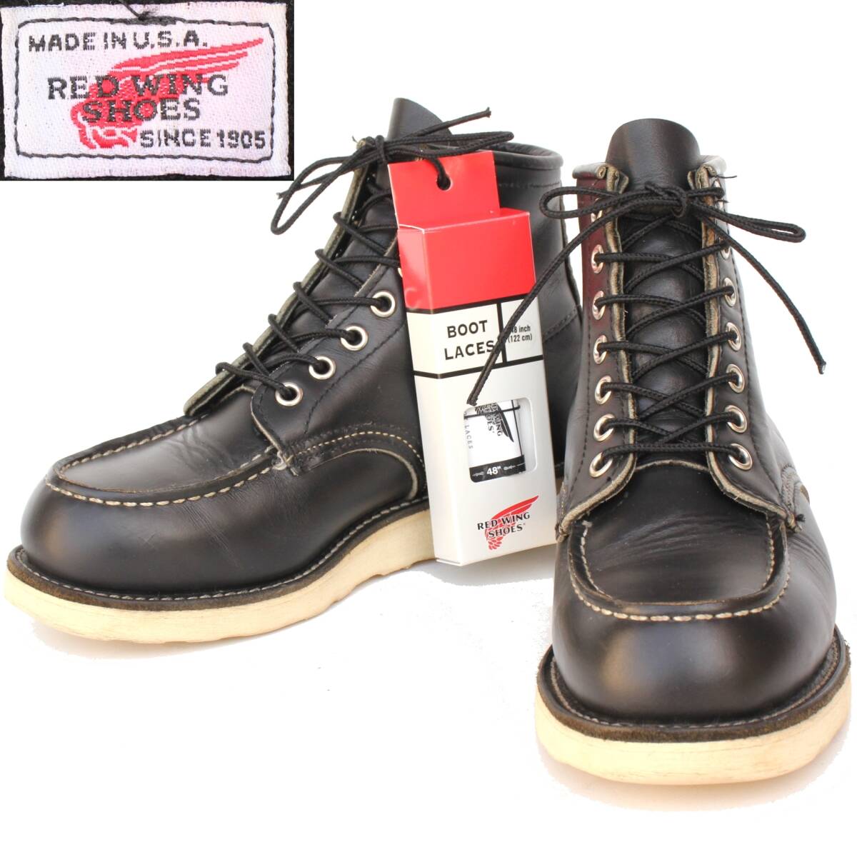 (44522)美品良品REDWING8179レッドウィング4E約22cm (黒ブラック2002年製 刺繍羽タグ旧羽タグ ヴィンテージ レディース ジュニア キッズ)拍卖