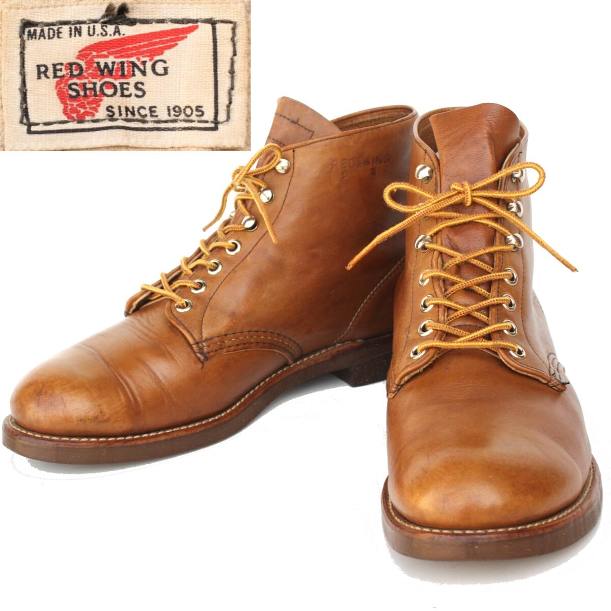 (57508)オールド83年製REDWING777レッドウィング9E 9.5Eぐらい (茶ブラウン旧プリント羽タグ旧羽タグ刻印ヴィンテージ80年代766 8161 8160)拍卖