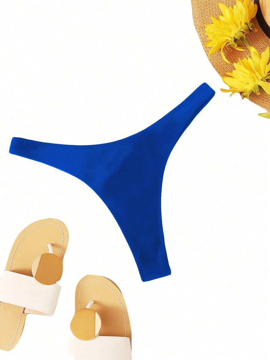 レディース 水着 ボトムス 夏のビーチバケーション シンプルな無地ビキニボトム拍卖