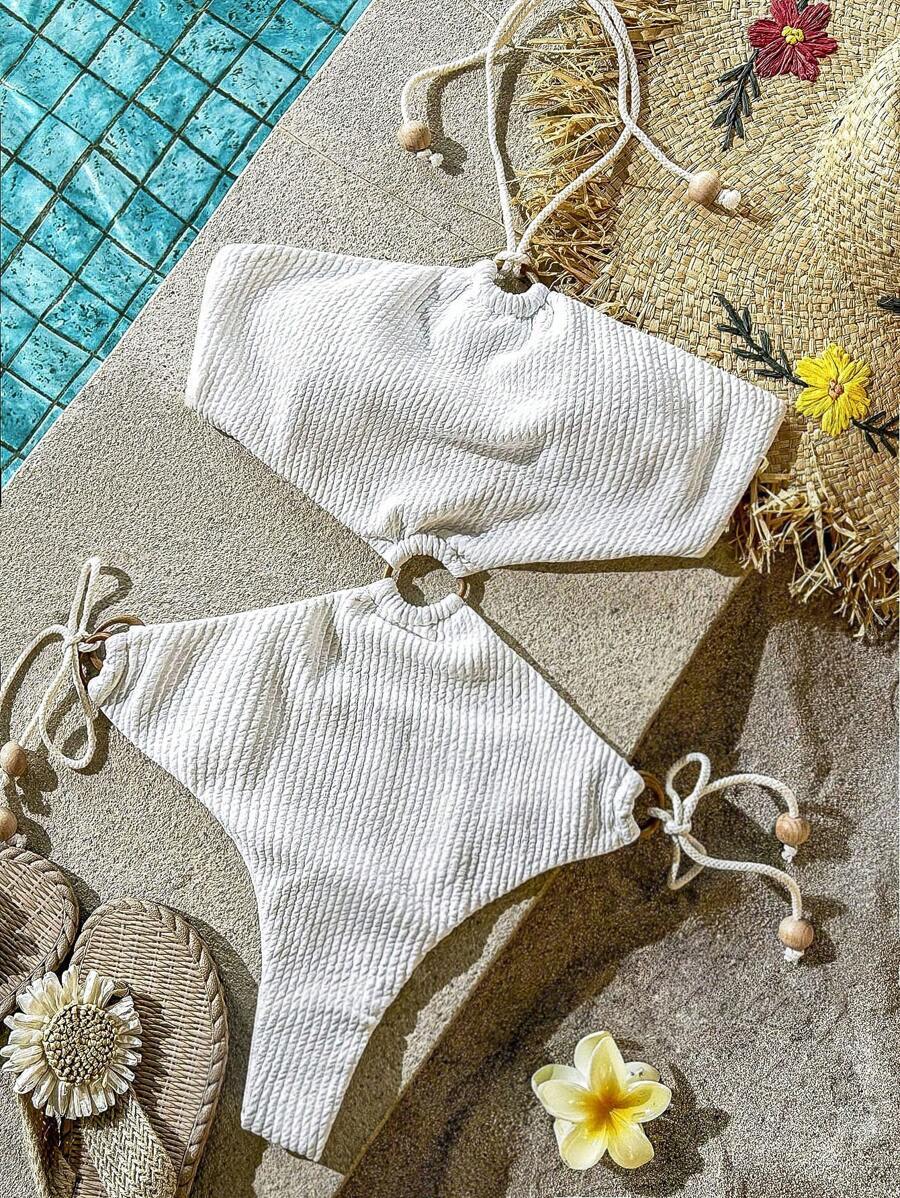 レディース 水着 ワンピース 1着 レディースソリッドカラー 中空 ホルターワンピース水着、夏のビーチバケーション、春夏の衣装、夏拍卖