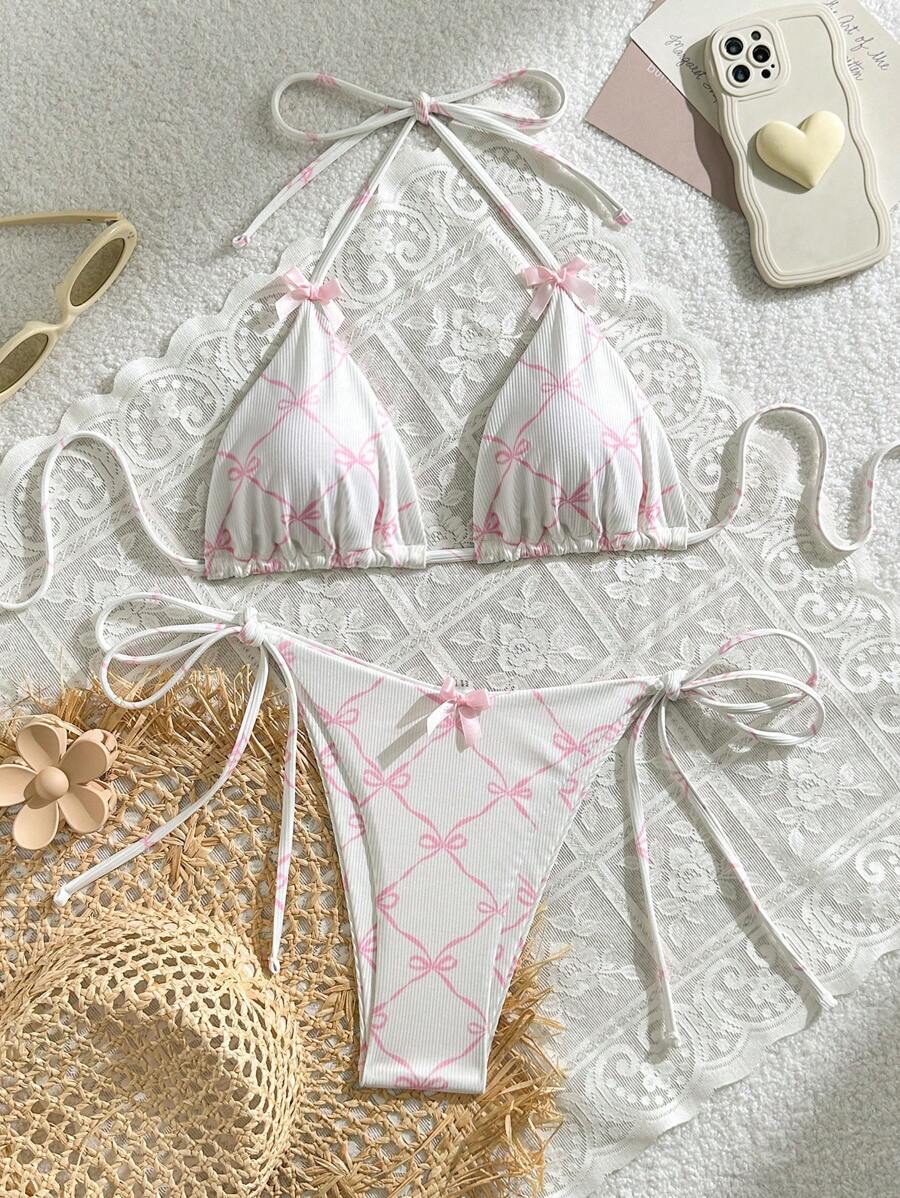 レディース 水着 ビキニセット リボン柄 2ピース ビキニ水着、ビーチ/バケーション夏向け スウィートデザイン拍卖