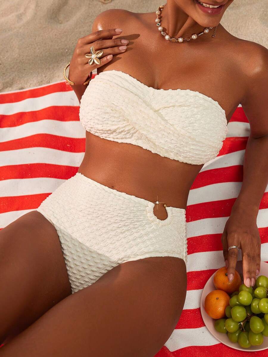 レディース 水着 ビキニセット シンプル レディース バンドゥー ビキニ 上下セット、夏 ビーチ バケーション拍卖