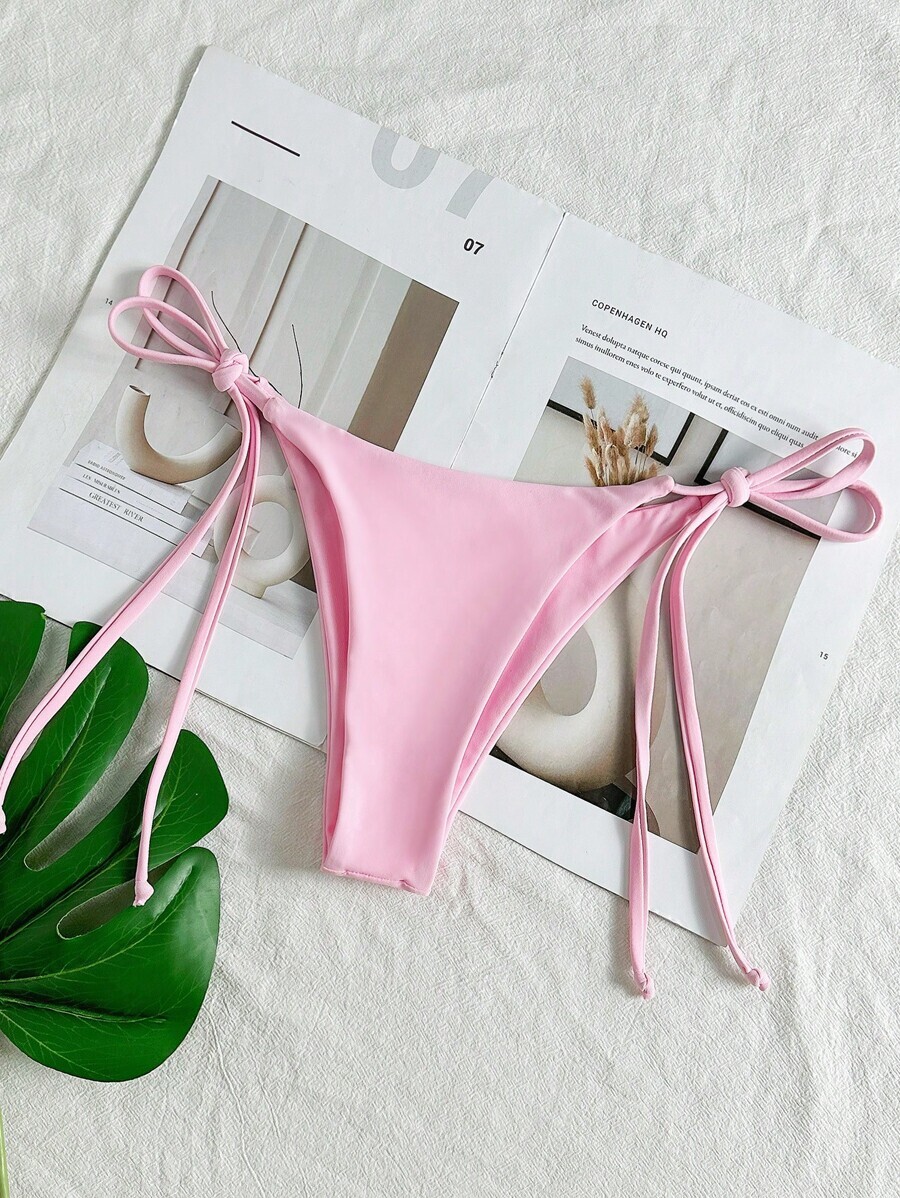 レディース 水着 ボトムス 女性用無地レースアップセクシービキニボトム拍卖