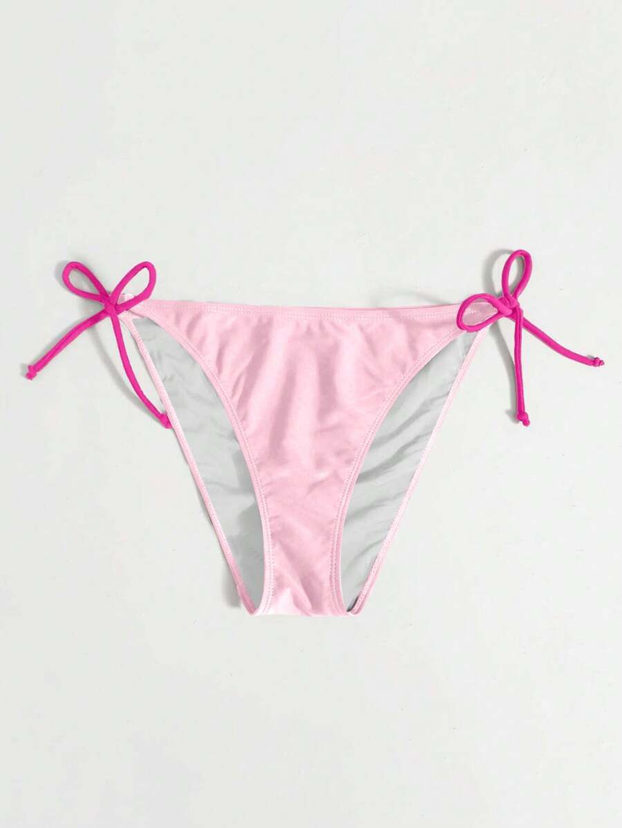 レディース 水着 ボトムス レディース夏ビーチソリッドカラー ウエストリボン セクシービキニボトム拍卖