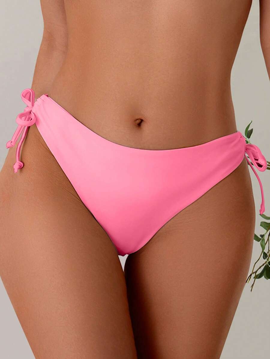 レディース 水着 ボトムス 女性用ソリッドカラーセクシーなビキニボトム、タイ付き、夏のビーチ用拍卖