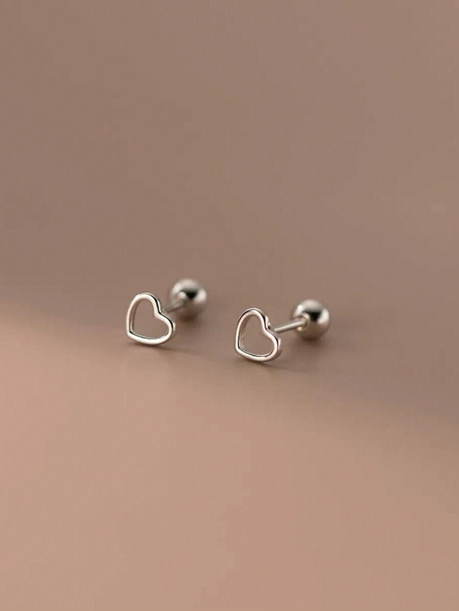 ジュエリー レディース イヤーアクセサリー S925 スターリングシルバー ミニマリスト ハート型スタッドピアス レディース、風拍卖