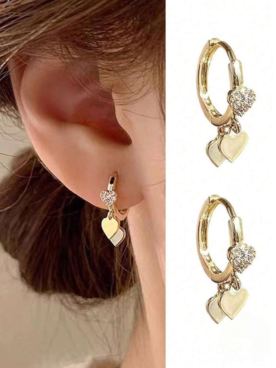 ジュエリー レディース イヤーアクセサリー 女性用 S925 スターリングシルバー 14Kゴールドメッキ ラブ ピアス 付属品ギフ拍卖